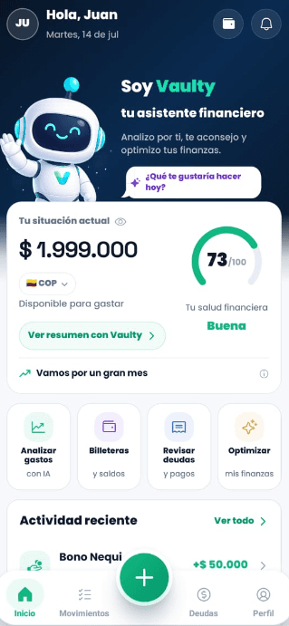 Captura de Inicio inteligente en Vaulty